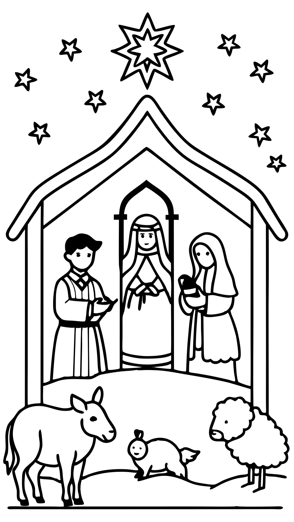 Página para colorear de la natividad de Navidad